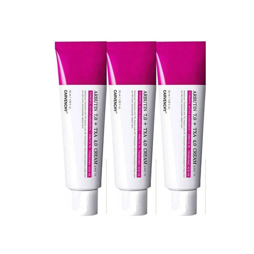 Three tubes of Seoul Glow 7% Arbutin + 4% TXA Korean brightening cream — buy 2, get 1 free